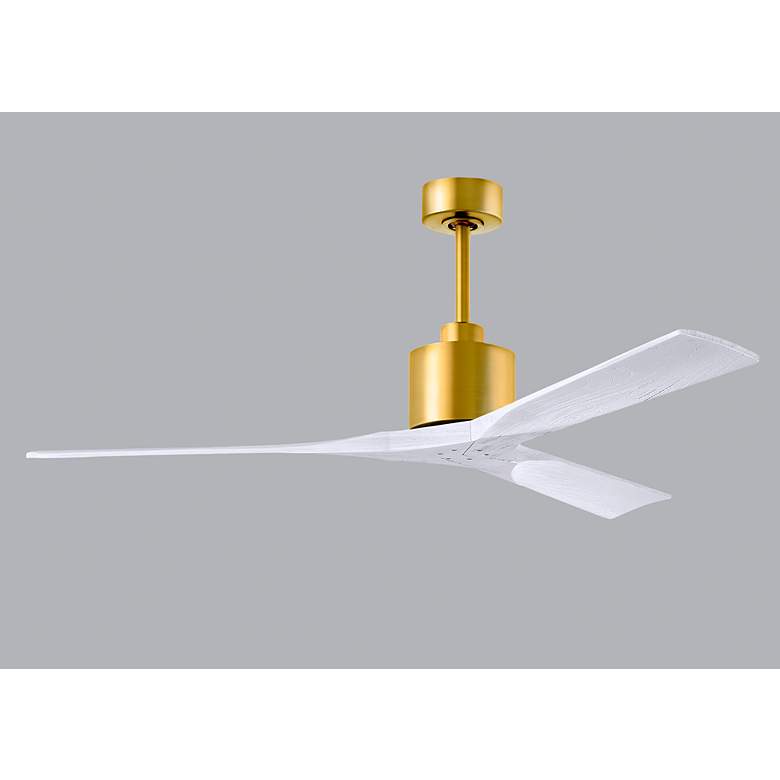 Image 2 60" Matthews Nan Brass and White Outdoor Ceiling Fan with Remote more views