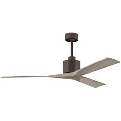 60&quot; Matthews Nan Bronze and Gray Ash Outdoor Ceiling Fan with Remote