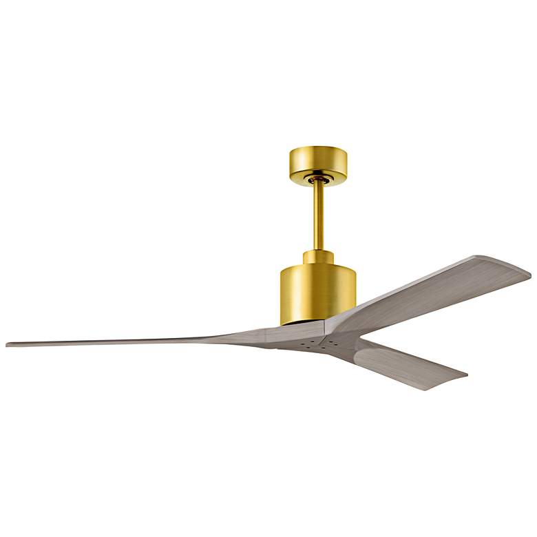 Image 1 60" Matthews Nan Gray Ash and Brass Outdoor Ceiling Fan with Remote