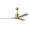 60" Matthews Nan Gray Ash and Brass Outdoor Ceiling Fan with Remote