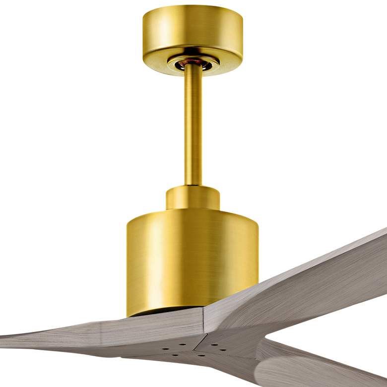 Image 2 60" Matthews Nan Gray Ash and Brass Outdoor Ceiling Fan with Remote more views
