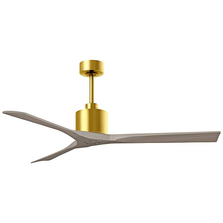 Image 3 60" Matthews Nan Gray Ash and Brass Outdoor Ceiling Fan with Remote more views