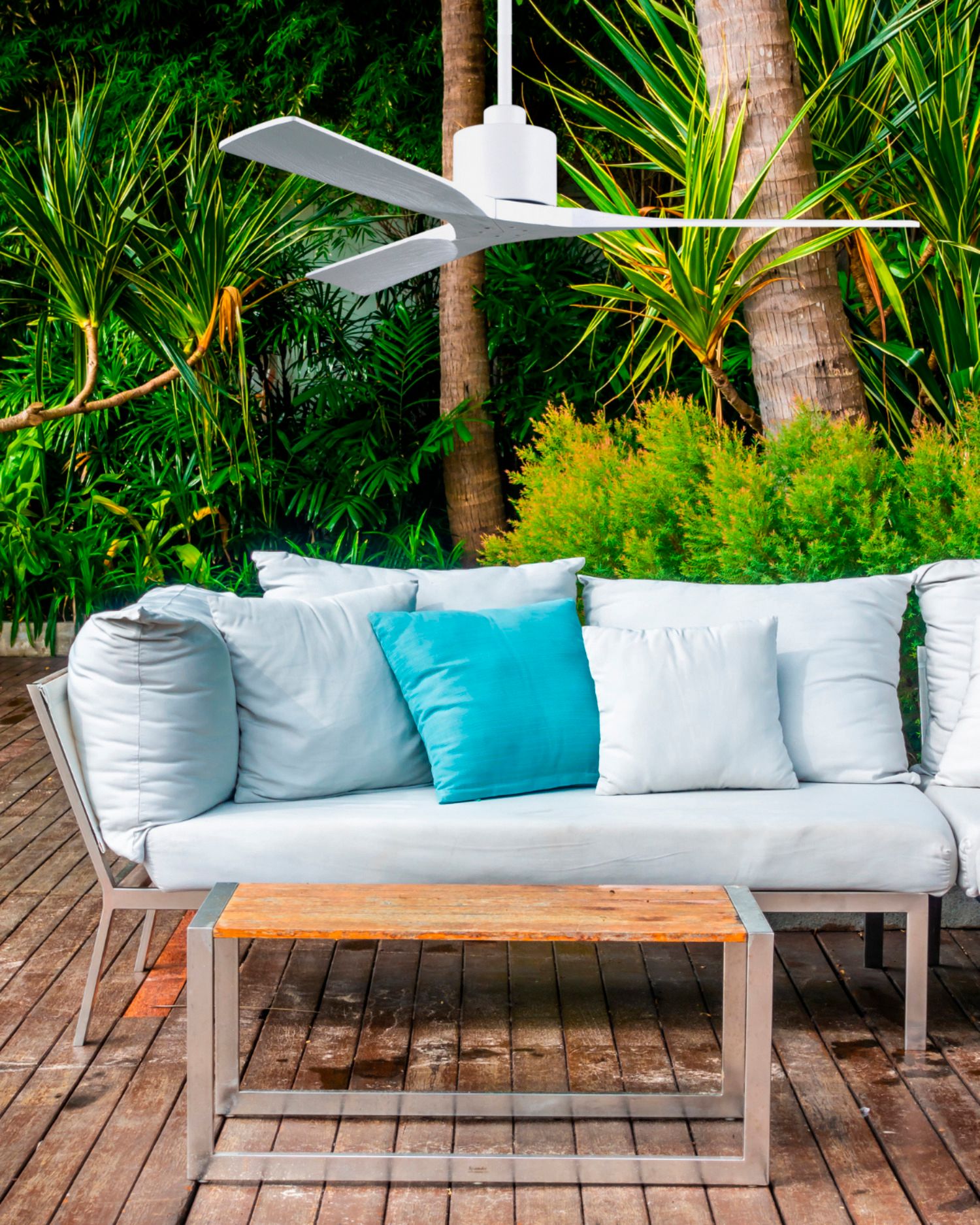 Image 3 60" Matthews Nan Matte White Outdoor Ceiling Fan with Remote more views