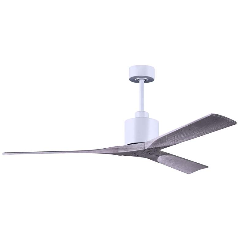 Image 1 60 inch Matthews Nan White and Barnwood Outdoor Ceiling Fan with Remote