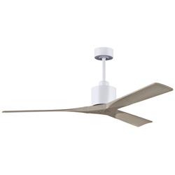 60&quot; Matthews Nan White and Gray Ash Outdoor Ceiling Fan with Remote