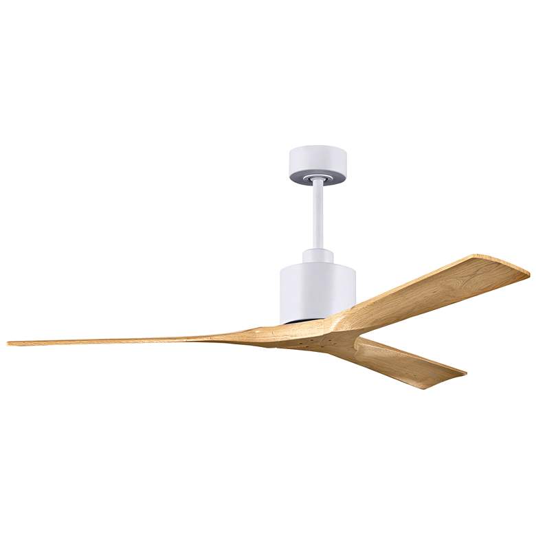 Image 1 60" Matthews Nan White and Maple Outdoor Ceiling Fan with Remote