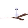 60" Matthews Nan White and Walnut Outdoor Ceiling Fan with Remote