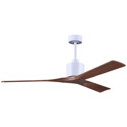 60&quot; Matthews Nan White and Walnut Outdoor Ceiling Fan with Remote