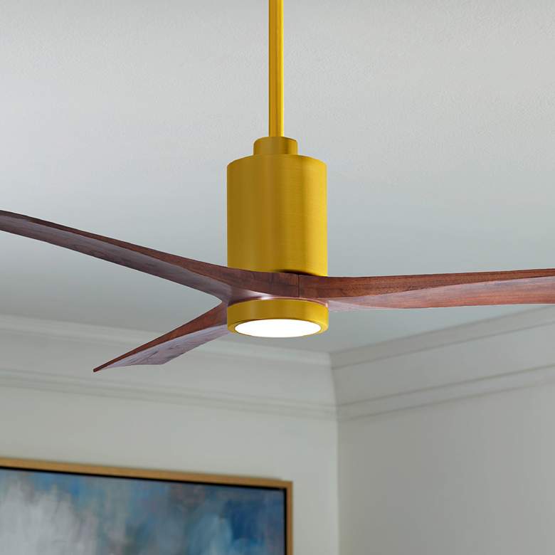 Image 1 60" Matthews Patricia-3 Brushed Brass Walnut LED Ceiling Fan