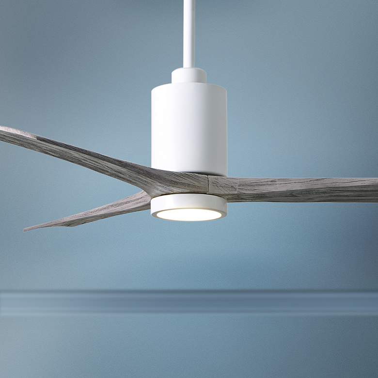 Image 1 60" Matthews Patricia-3 Gloss White LED Damp Ceiling Fan with Remote