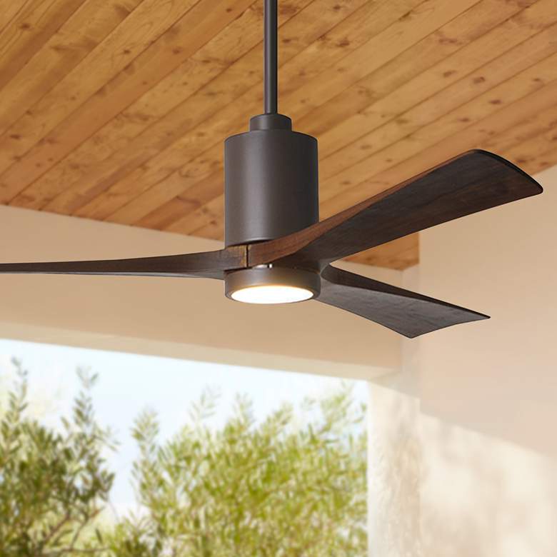 Image 1 60" Matthews Patricia-3 LED Damp Bronze Walnut Blades Ceiling Fan