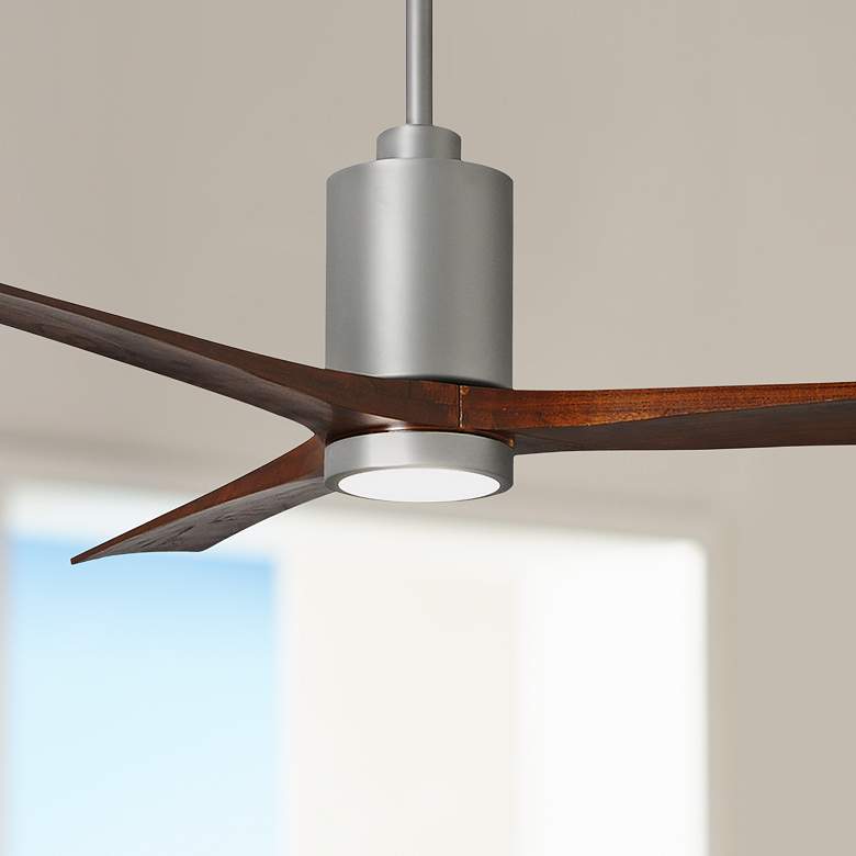 Image 1 60" Matthews Patricia-3 Nickel Damp Rated LED Ceiling Fan with Remote