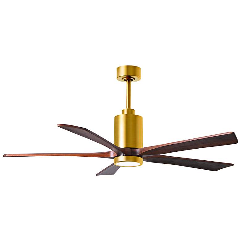 Image 1 60" Matthews Patricia-5 Brushed Brass Walnut LED Ceiling Fan