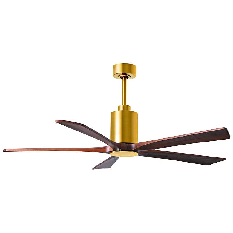 Image 2 60" Matthews Patricia-5 Brushed Brass Walnut LED Ceiling Fan more views