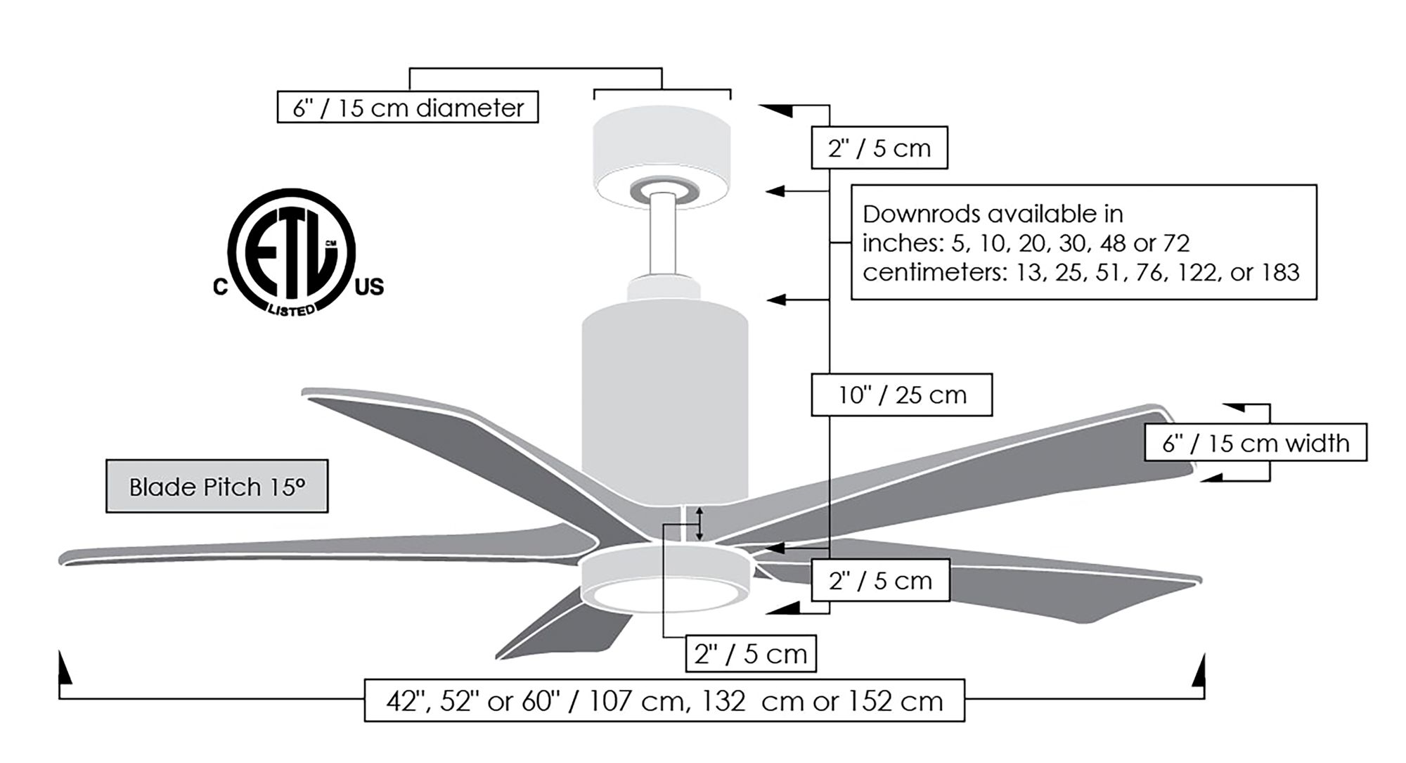 60" Matthews Patricia-5 Brushed Brass Walnut LED Ceiling Fan