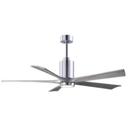 60&quot; Matthews Patricia-5 Chrome Barn Wood Damp Rated Ceiling Fan