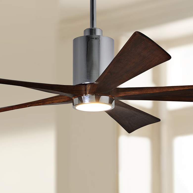Image 1 60" Matthews Patricia-5 Chrome Damp Rated LED Ceiling Fan with Remote