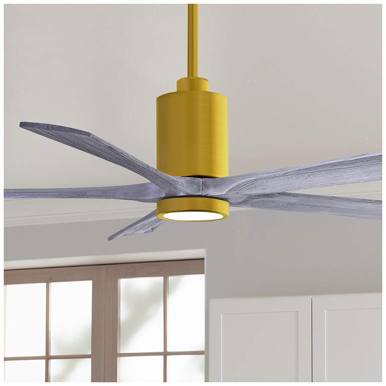Image 1 60 inch Matthews Patricia-5 LED Brass and Barnwood Five Blade Ceiling Fan