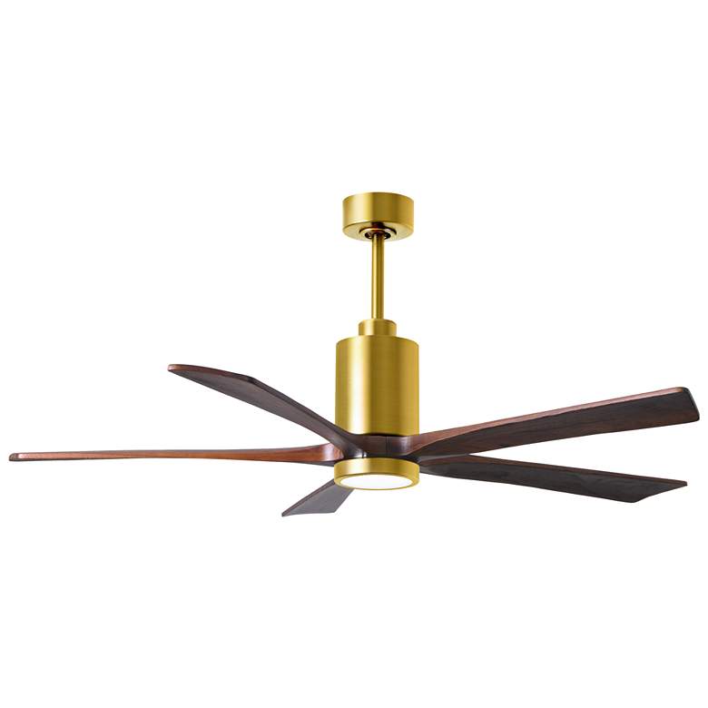 Image 1 60 inch Matthews Patricia-5 LED Brass and Walnut Five Blade Ceiling Fan