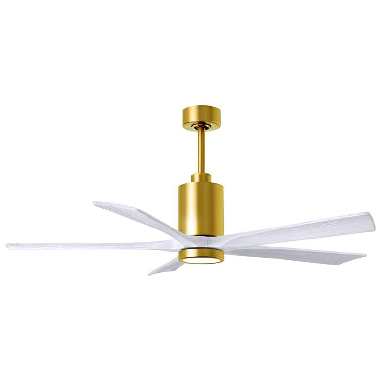 Image 1 60" Matthews Patricia-5 LED Brass and White Five Blade Ceiling Fan