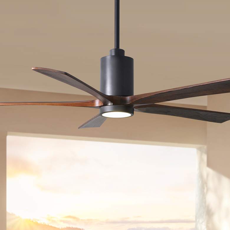 Image 1 60" Matthews Patricia-5 Matte Black Walnut LED Ceiling Fan