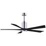 60" Matthews Patricia-5 Polished Chrome Black Damp Rated Ceiling Fan