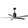 60" Matthews Patricia-5 Textured Bronze and Barn Wood Ceiling Fan