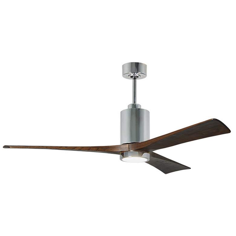 Image 1 60" Matthews Patricia Walnut Polished Chrome Damp Rated Ceiling Fan