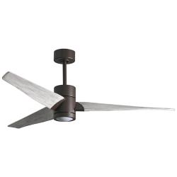 60" Matthews Super Janet LED Bronze and Barnwood 3-Blade Ceiling Fan