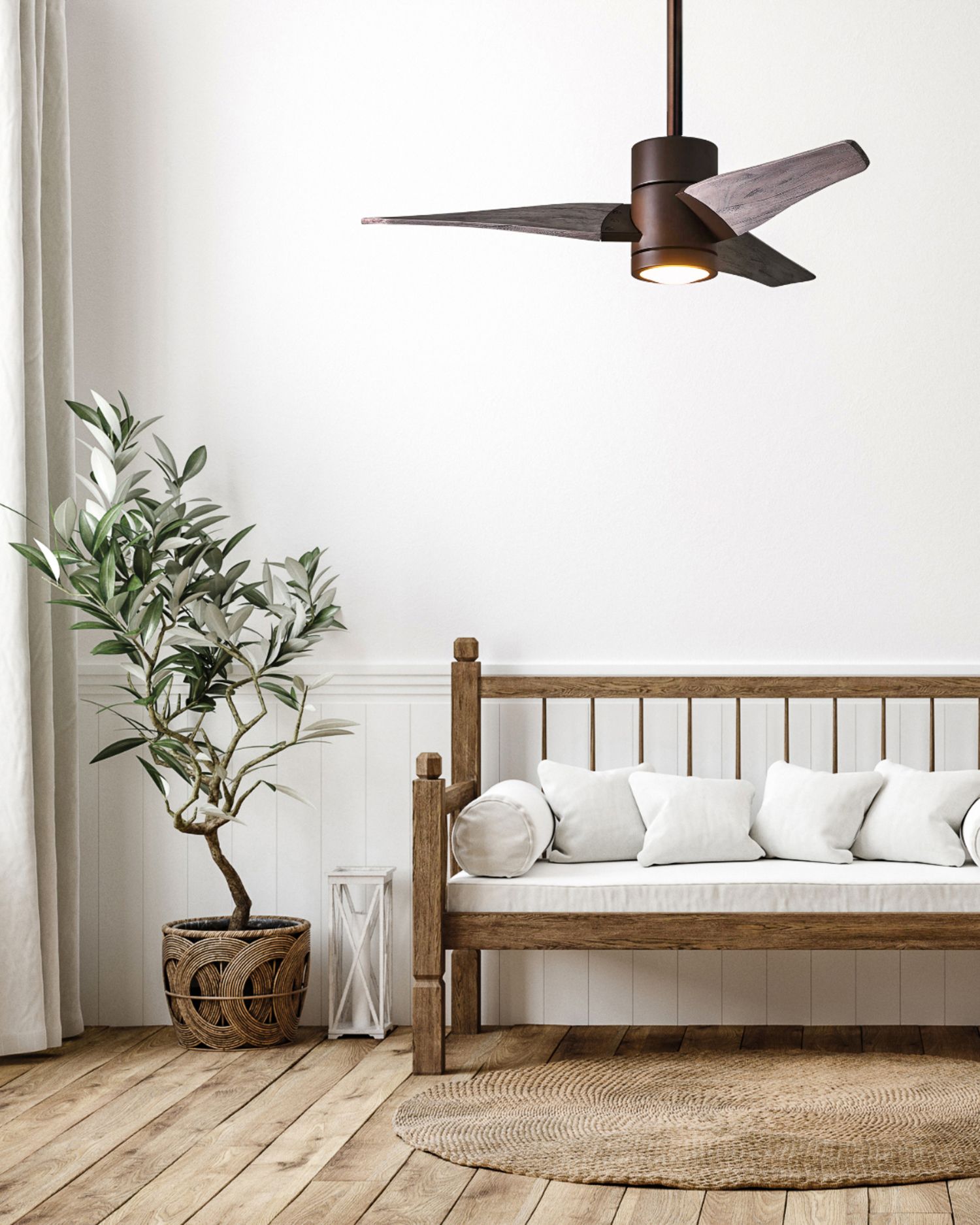 Image 2 60" Matthews Super Janet LED Bronze and Barnwood 3-Blade Ceiling Fan more views