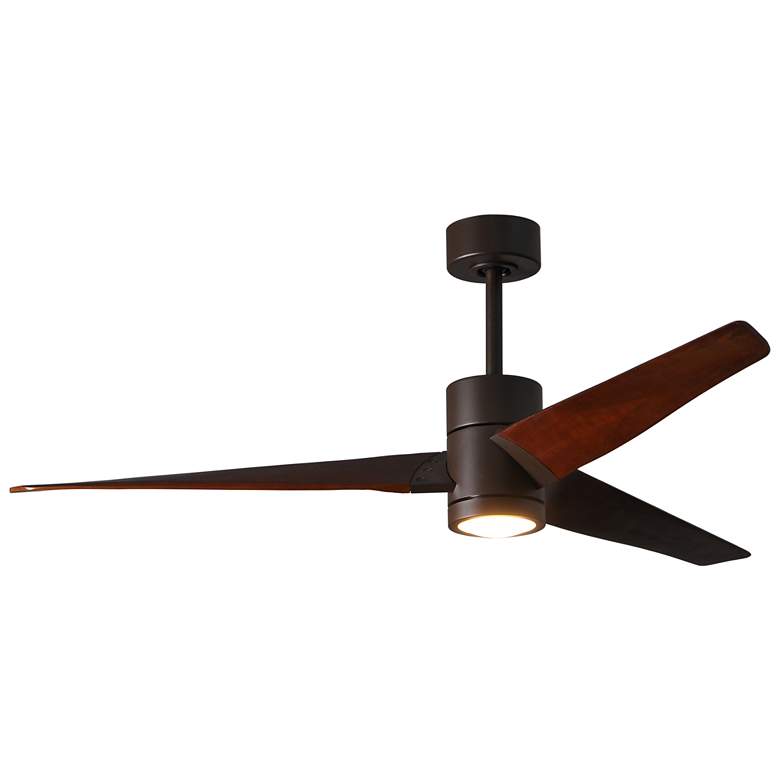 Image 1 60" Matthews Super Janet LED Bronze Walnut 3-Blade Ceiling Fan