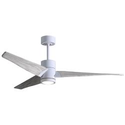 60" Matthews Super Janet LED White and Barnwood 3-Blade Ceiling Fan