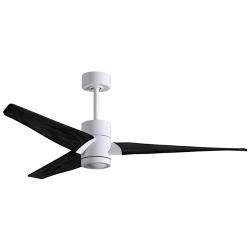 60" Matthews Super Janet LED White and Black 3-Blade Ceiling Fan