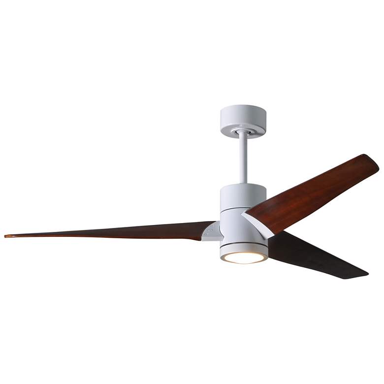 Image 1 60" Matthews Super Janet LED White and Walnut 3-Blade Ceiling Fan