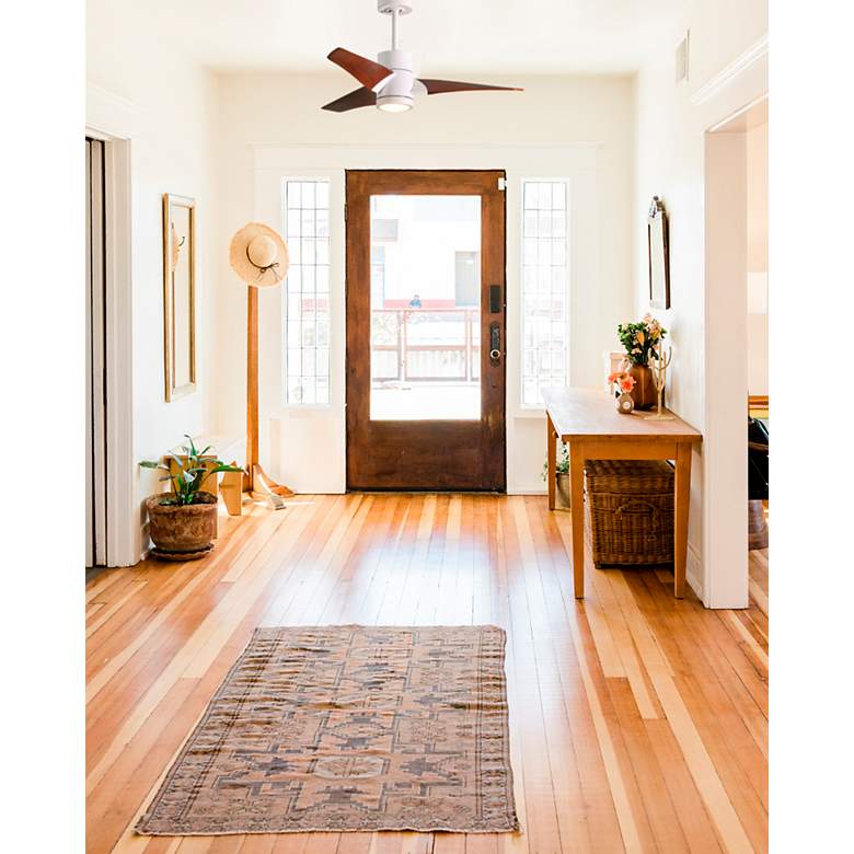 Image 2 60" Matthews Super Janet LED White and Walnut 3-Blade Ceiling Fan more views