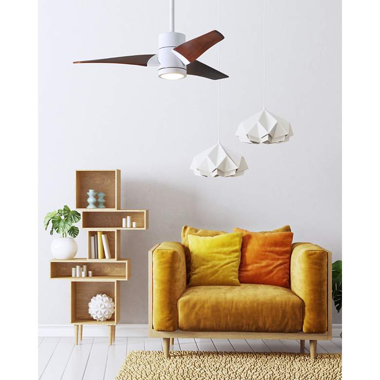 Image 3 60" Matthews Super Janet LED White and Walnut 3-Blade Ceiling Fan more views