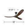 60" Maverick Damp 3-Blade Walnut and Black Ceiling Fan with Remote