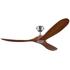 60" Maverick Damp Brushed Steel Koa 3-Blades Ceiling Fan with Remote