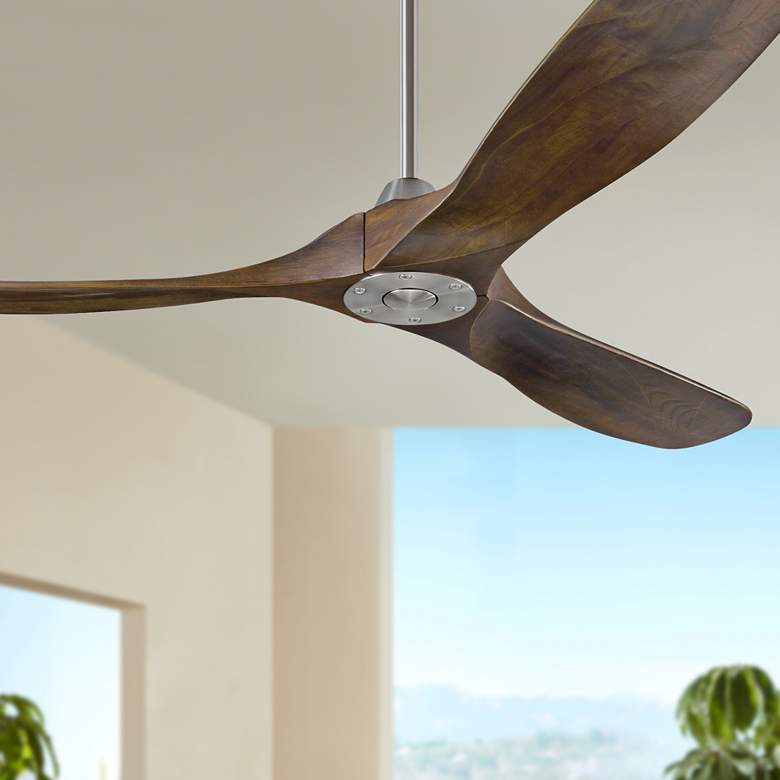 Image 1 60 inch Maverick Damp Brushed Steel Walnut 3-Blade Ceiling Fan with Remote