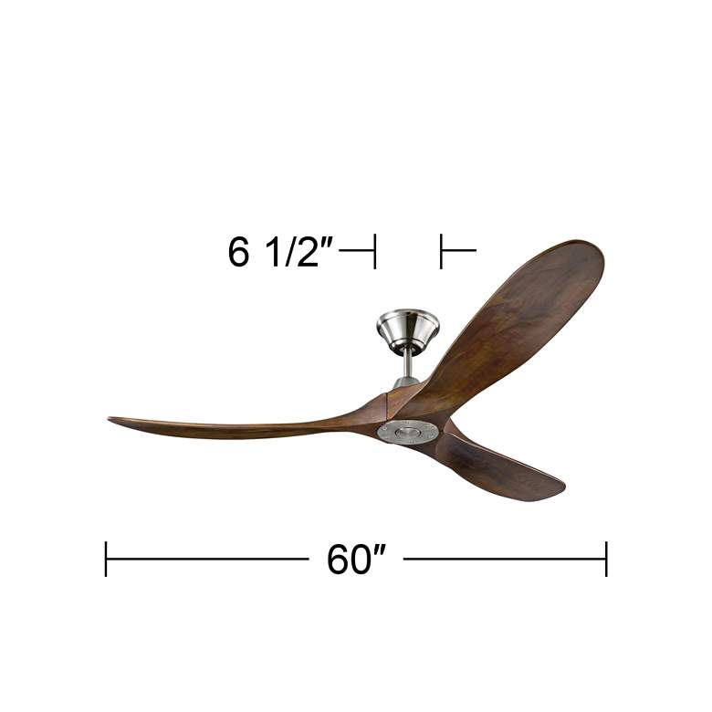 Image 3 60" Maverick Damp Brushed Steel Walnut 3-Blade Ceiling Fan with Remote more views
