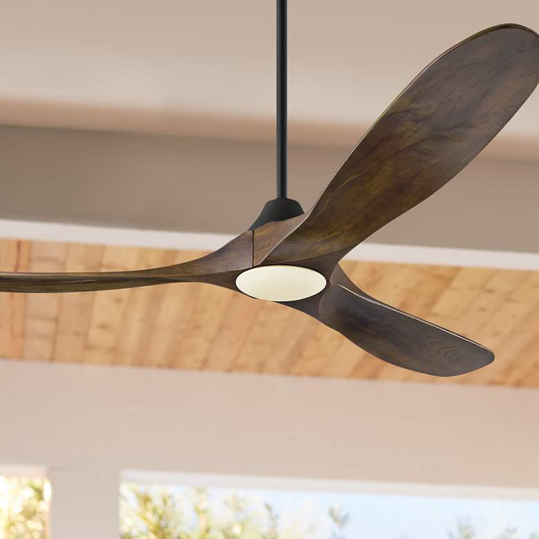 60&quot; Maverick Walnut Wood LED Ceiling Fan with Remote