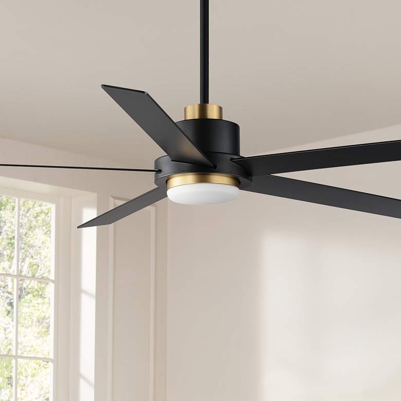 Image 1 60" Maxim Daisy Black and Gold LED Ceiling Fan