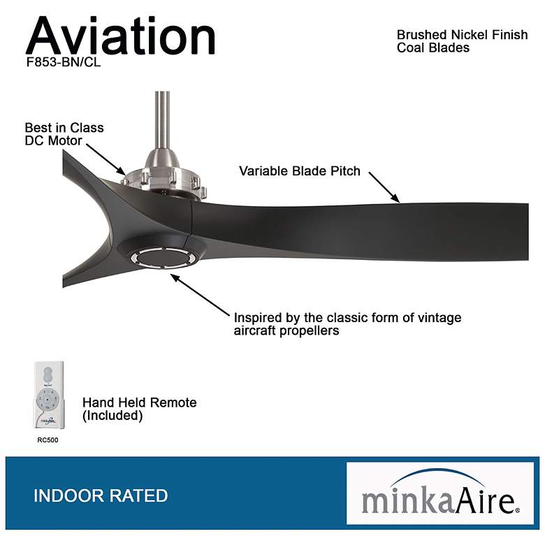 Image 7 60" Minka Aire Aviation Brushed Nickel Large Ceiling Fan with Remote more views