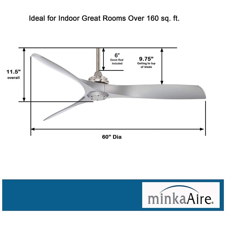 Image 5 60 inch Minka Aire Aviation Brushed Nickel Modern Ceiling Fan with Remote more views