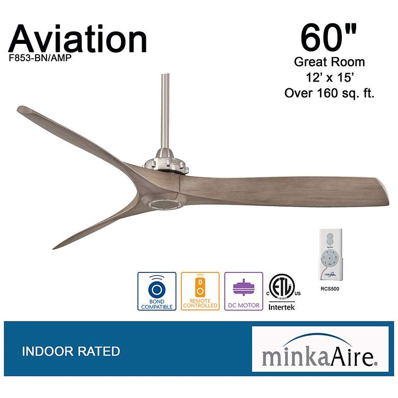 Image 5 60" Minka Aire Aviation Nickel and Ash Maple Ceiling Fan with Remote more views