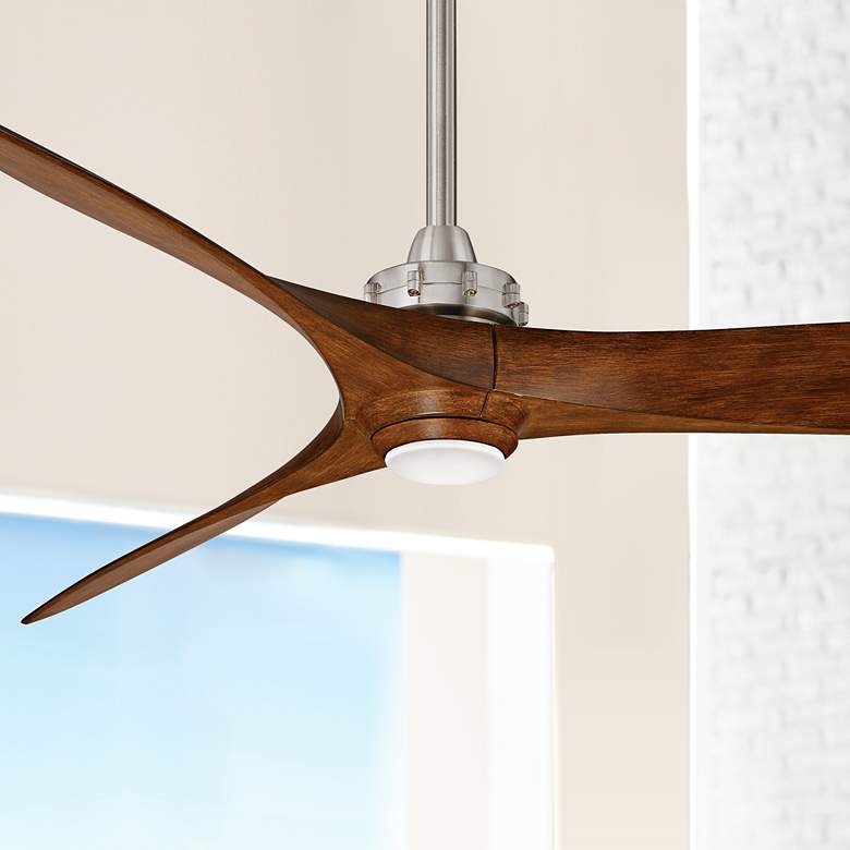 Image 1 60 inch Minka Aire Aviation Nickel and Koa LED Ceiling Fan with Remote