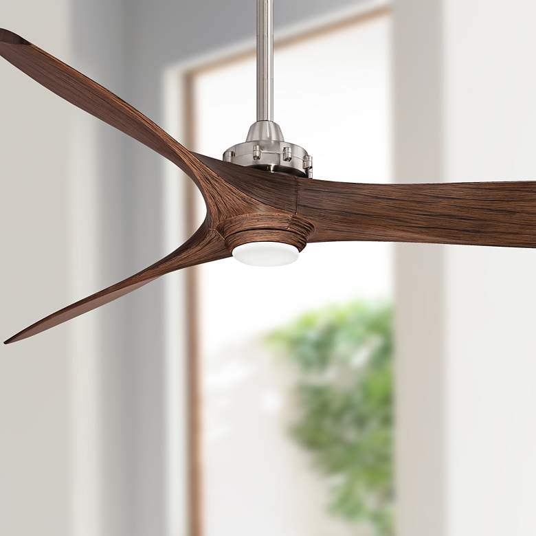 Image 1 60" Minka Aire Aviation Nickel and Maple LED Ceiling Fan