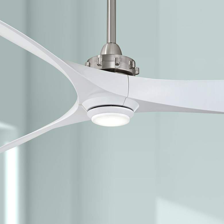 Image 1 60" Minka Aire Aviation Nickel and White LED Ceiling Fan with Remote