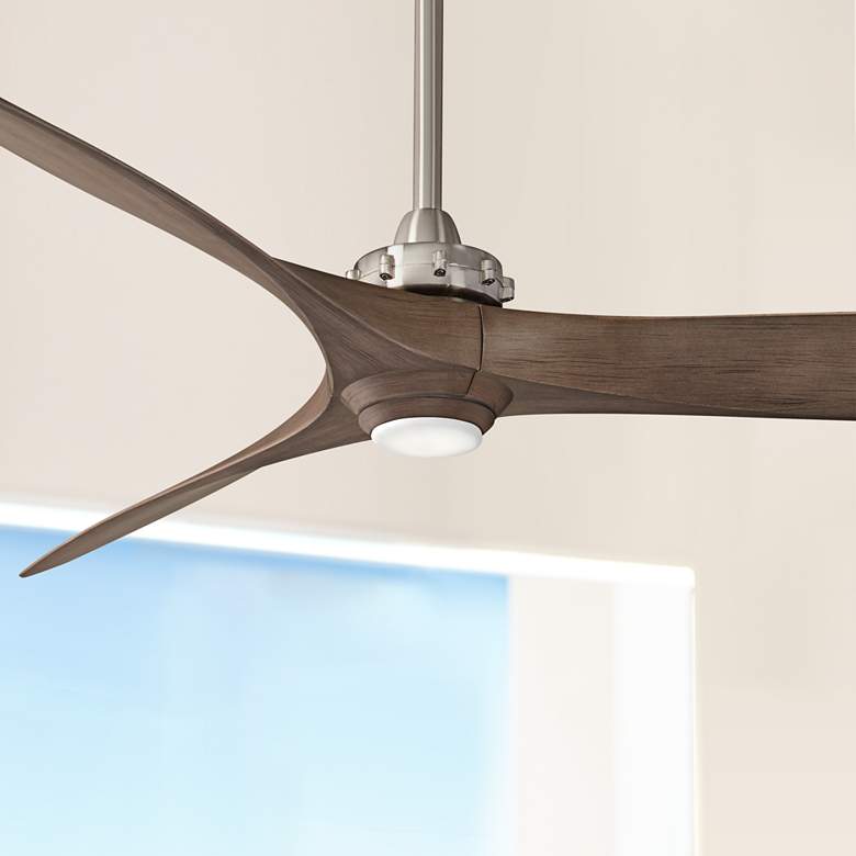 Image 1 60 inch Minka Aire Aviation Nickel Ash Maple LED Ceiling Fan with Remote