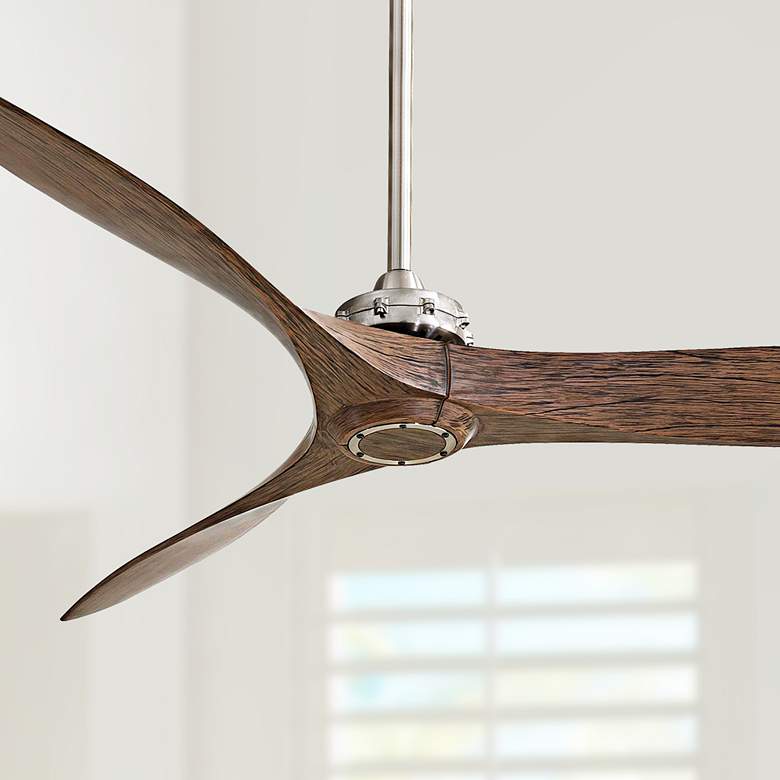 Image 1 60" Minka Aire Aviation Nickel Maple Indoor Ceiling Fan with Remote